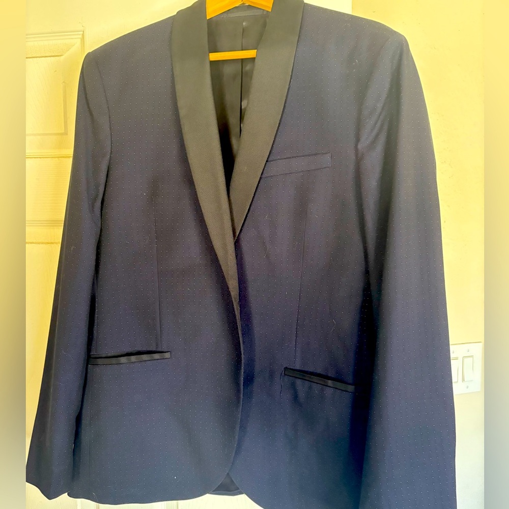 Top man Suit Jacket Separate 42R Skinny Fit Navy Dots